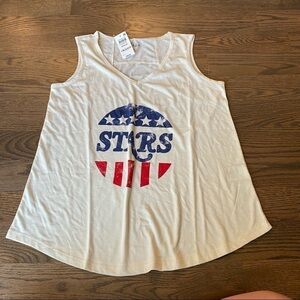 NWT woman’s Style & Co loose fit tank top. Stars and Stripes print. Size medium